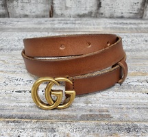 Gucci Double G Brown Belt Size 34 409417