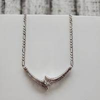 14K Figaro Necklace w/ 10K Attached Diamond Pendant