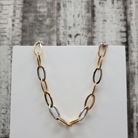 18K Semi Solid Oval Link Necklace
