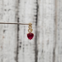 10K Diamond Heart Pendant w/ Synthetic Red Stone