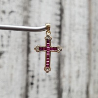 14K Diamond + Ruby Cross Pendant