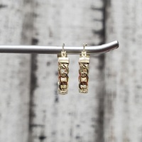 14K Cuban Link Style Hoop Earrings