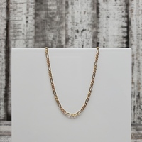 25" 14K TriColor Diamond Cut figaro Link Necklace