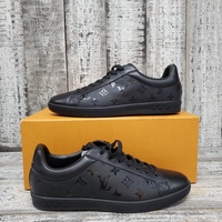 Louis Vuitton Men's Luxembourg Sneakers Monogram Leather Black Size 8.5