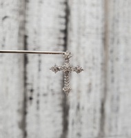 14K Diamond Cross Religious Pendant
