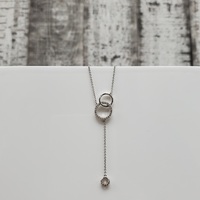 16-17" 14K Diamond Drop Necklace w/ Attached Pendant
