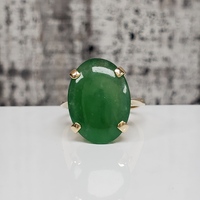 14K Large Oval Jade Ring