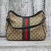 GUCCI MONOGRAM SHERRY LINE WEB HOBO BROWN BAG