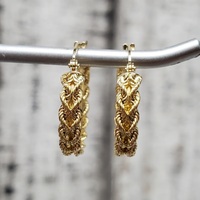 14K Rope Design Hoop Earrings