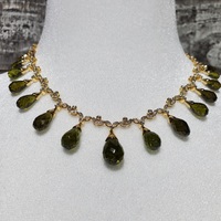 17" 18K Diamond + Green Tourmaline Necklace