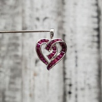 14K Synth Ruby Heart Shaped Pendant