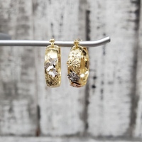 14K TriColor Butterfly Design Mix Matched Fancy Hoop Earrings