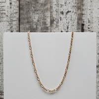 20" 14K TriColor Semi Solid Diamond Cut Figaro Link Necklace
