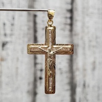 14K TriColor Crucifix Cross Jesus Religious Pendant