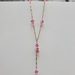 16.25" 14K Pink Stone Dangle Necklace