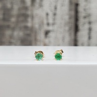 10K Emerald Stud Earrings w/ Friction Backs