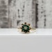 14K Diamond + Emeralds Flower Design Ring w/ Twisted Band