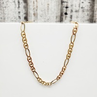 14K TriColor Figaro / Anchor Design Link Necklace