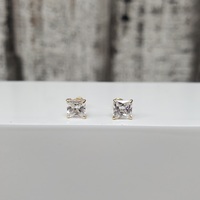 14K Square CZ Stud Earrings w/ Baby Screwbacks