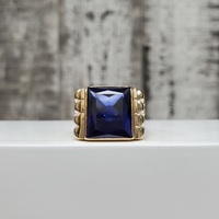 10K Large Synth Sapphire Ring