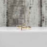 14K "F" Letter CZ Ring