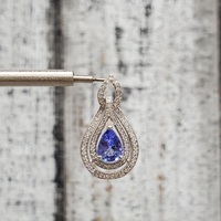 14K Pear Tanzanite Diamond Pendant