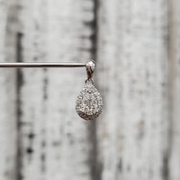 14K Diamond cluster Pear Shaped Pendant