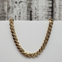 14K Semi Solid Cuban Link Chain With CZ Clasp Necklace