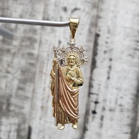 14K TriColor San Judas / St. Jude Religious CZ Pendant