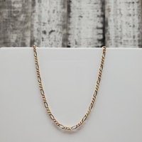 21.75" 14K TriColor Semi Solid Figaro Link Necklace