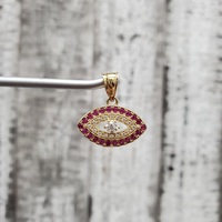 14K Evil Eye Synth Ruby + CZ Pendant