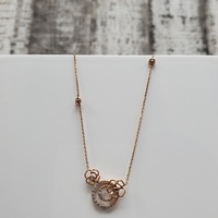 14.75"/15.5"  14K Flower Design Diamond Attached Pendant Necklace