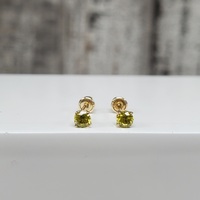 14K Yellow CZ Stud Baby Earrings 