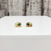 14K Green Stone Elephant Shaped Baby Earrings