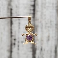 14K Little Boy Pendant w/ Purple Stone