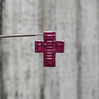 18K Fancy Ruby Cross Religious Pendant