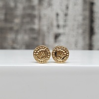 18K Crown Design Earrings w/ Baby Style Screwbacks