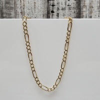 26.75" 14K Solid Diamond Cut Figaro Link Necklace