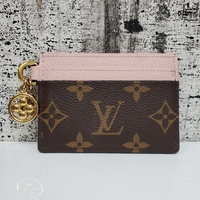 LV Charm Card Holder Monogram And Pink With Blossom Charm