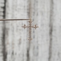 14K Diamond Cross Religious Pendant