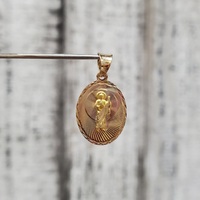 14K TriColor San Judas / St. Jude Religious Oval Pendant