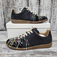 Size 45 Mason Margiela Replica Paint Splatter Leather Low-Top Sneakers