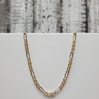 23.75" 14K TriColor Diamond Cut Solid Figaro Anchor Style Necklace 
