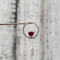 14K Synthetic Ruby Heart Diamond Pendant