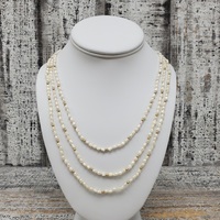 14K 3-Strands of Seed Pearls w/ Gold Beads Necklace