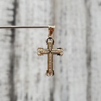 14K CZ Cross Religious Pendant