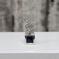 14K Diamond + Square Sapphire Pendant