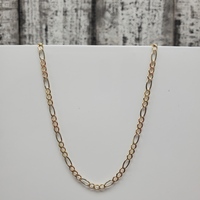 14K TriColor Diamond Cut Figaro Link Necklace