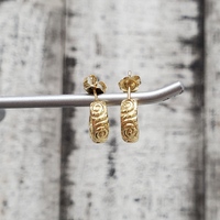 14K Small Textured J-Hoop Earrings