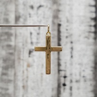 14K "It Was Then That I carried You" Baby Footstep Cross Religious Pendant